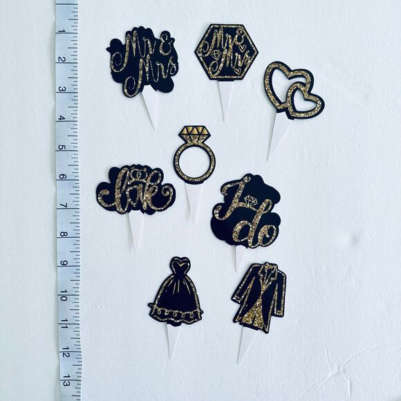 Wedding Ring Engagement Cupcake Toppers - Picture 1 of 4